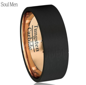 black gold polished custom tungsten rings
