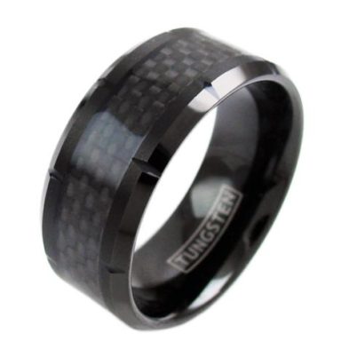 10mm black tungsetn ring with carbon fiber