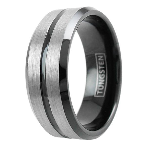 Chisel Stainless Steel Black Stripe Ring Size Z in Black | Pascoes