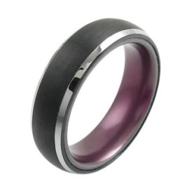 black tungsten ring lavender inside