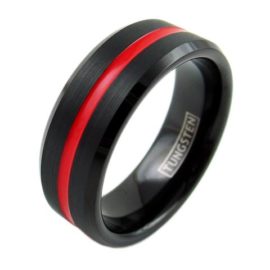black tungsten ring red stripe