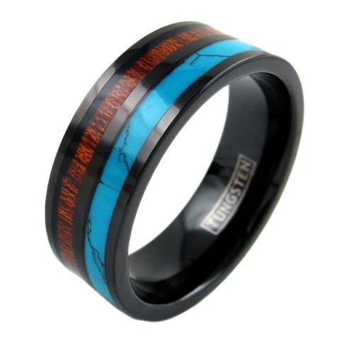 turquoise and black ring bundle