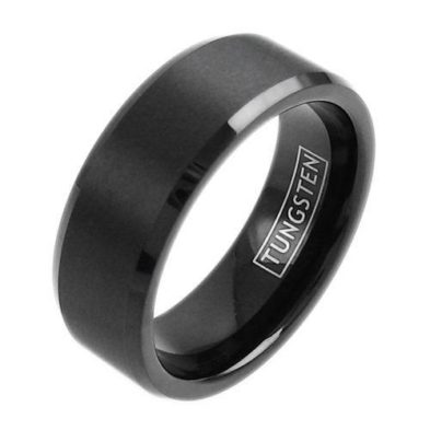 black tungsten ring wedding band for men women