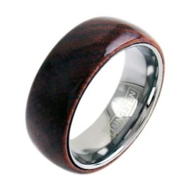 dome wood tungsten ring wedding band