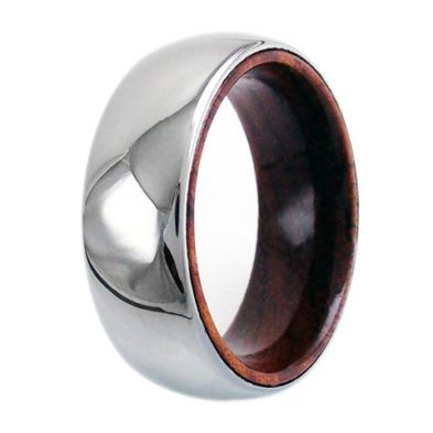 mirror polished tungsten ring with wood inside
