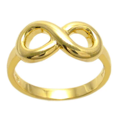 Graceful and Elegant Infinity Ring in 14K Gold Ion Plated Sterling Silver.