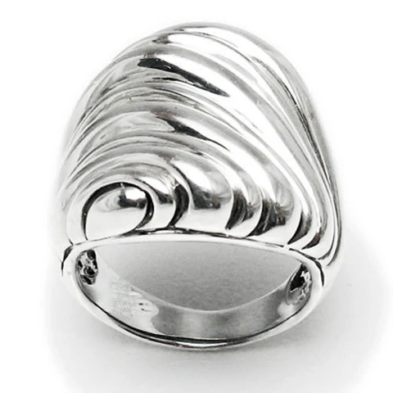 Large Wavy Shrimp Ring in Sterling Silver.