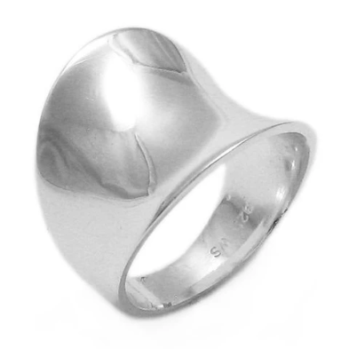 Saddle Shaped Cigar Band Ring in Sterling Silver