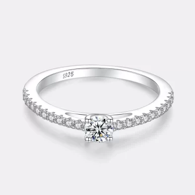 Real 925 Sterling Silver Small Moissnaite Ring For Women Simple Sparkling Round 0.3CT Certificated Lab Diamond Finger Rings - Image 4